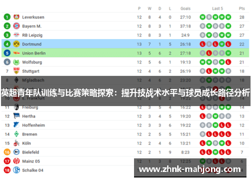 英超青年队训练与比赛策略探索：提升技战术水平与球员成长路径分析